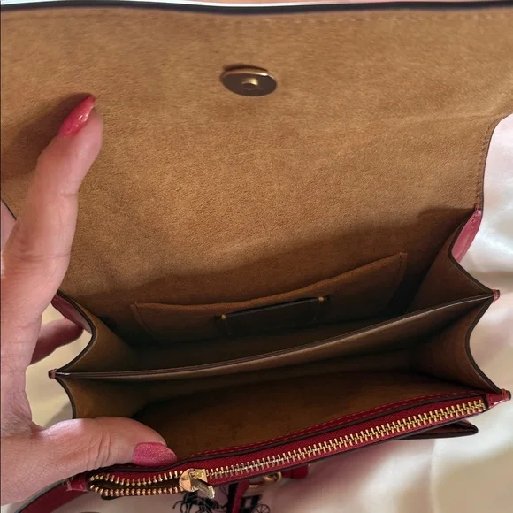 ❤️Coach NWT True Red Mini Klare Crossbody Bag with Gold Chain Strap &Hardware - Picture 8 of 9